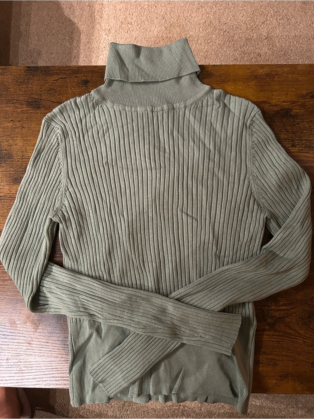 Zara Ribbed Turtleneck Sweater in Sage Green